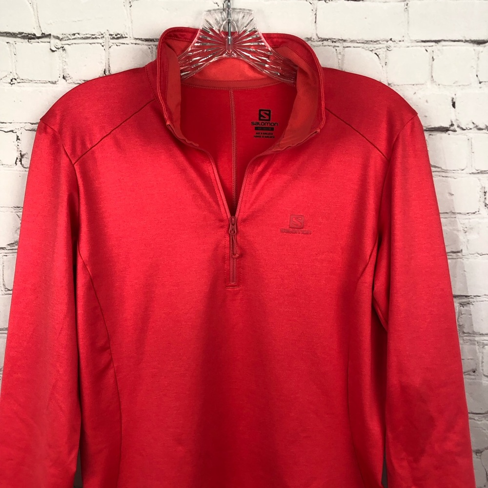 Salomon Red Zip Up Sweater with High Collar